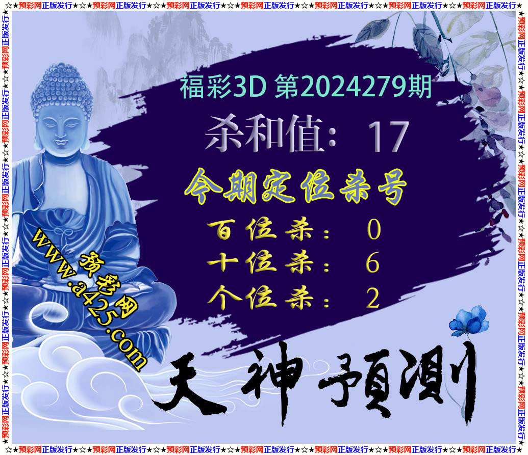 2024279期：福彩3D预彩网天神预测杀和值杀定位